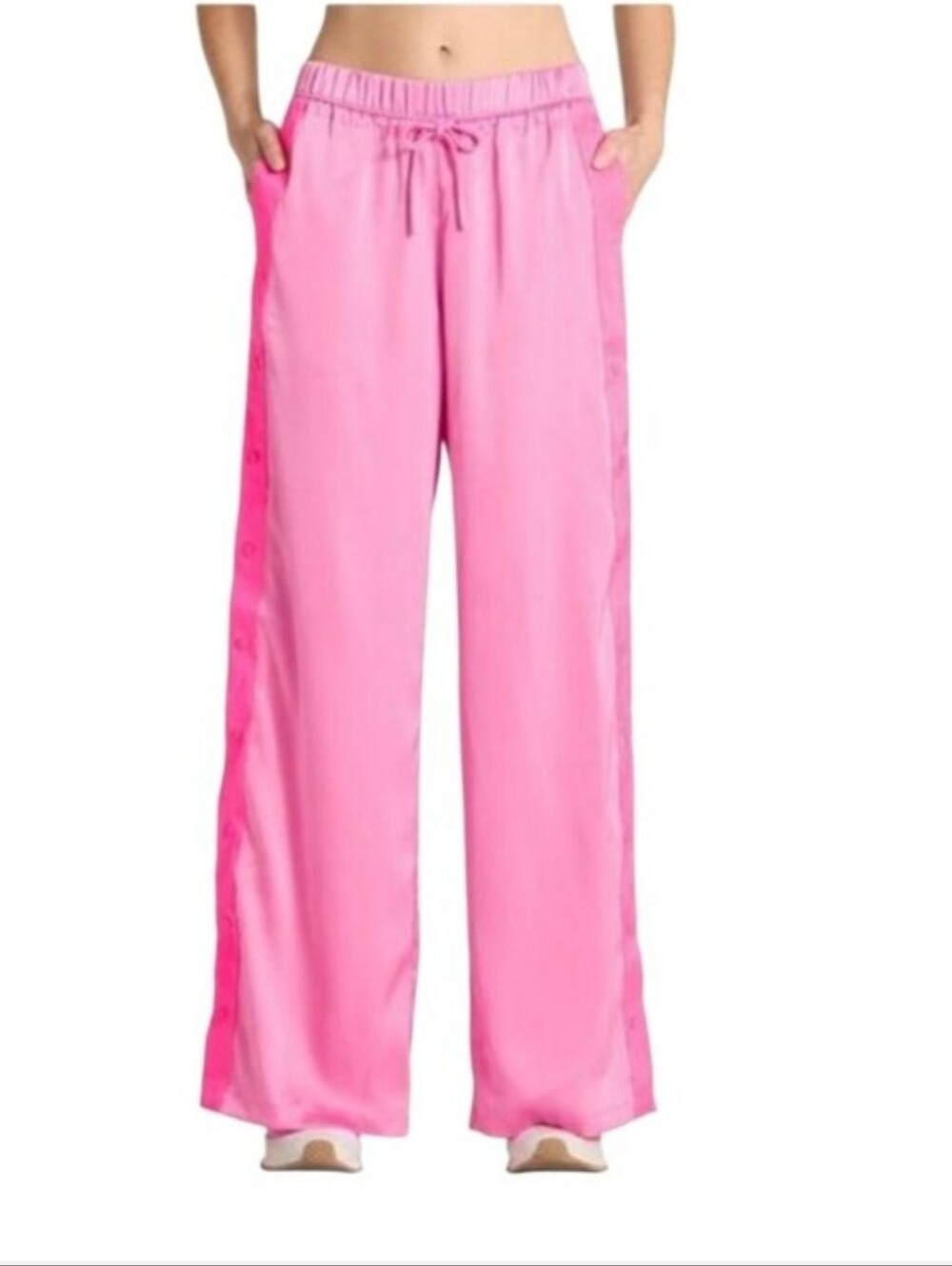 JoyLab Bright Pink Wide-Leg Button-Trim Pants